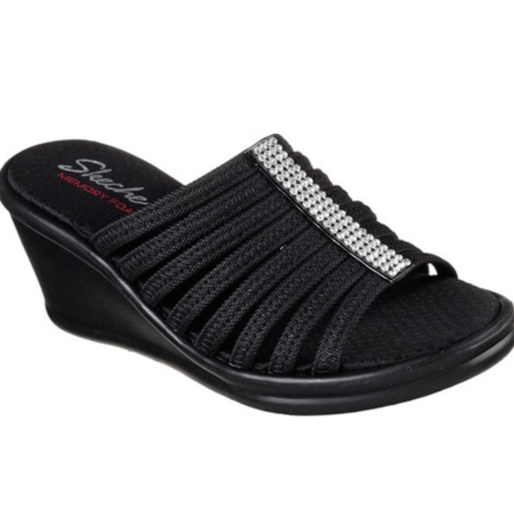 Skechers Shoes - Skechers Cali Women's Rumblers Hot Shot  Wedge Size 8 Black With Rhinestones